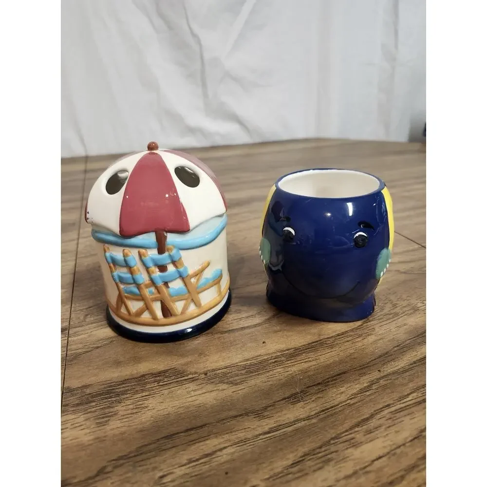Ocean Theme Under The Sea Beach Vintage Bathroom Set Tooth Brush Holder Set